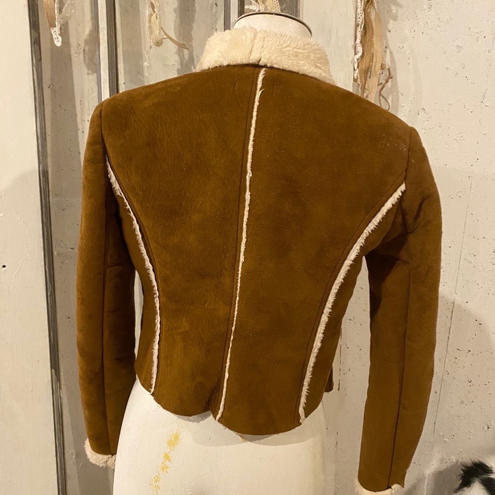 Short Faux Suede Fur lined jacket